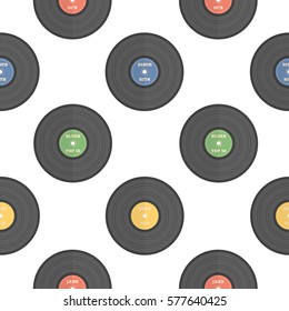 Colorful vinyl record seamless pattern.