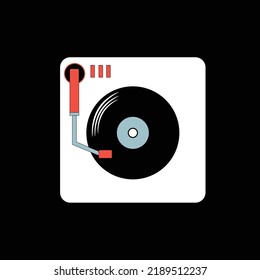 Colorful Vinyl Record And Turntable Black Design