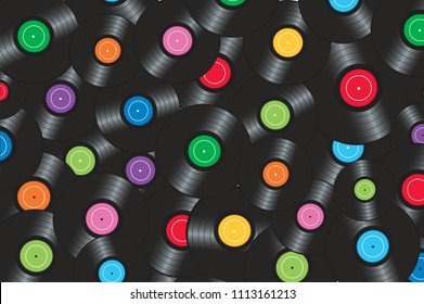 colorful vinyl records background vector illustration