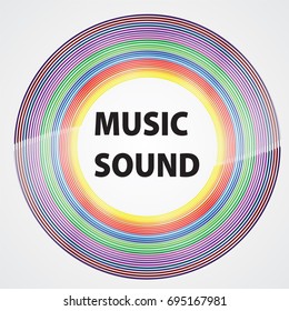 colorful vinyl with words music sound. color design. vector illustration, eps 10