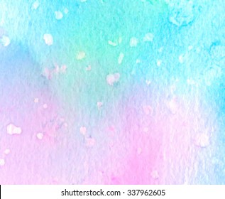 Colorful violet green blue pink watercolor hand drawn vector banner. Wet brush painted smudges abstract paper texture background. Vivid artistic design element for card, wallpaper, template, print