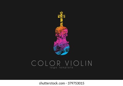 colorful violin logo. music logo. violin in grunge style. creative logo