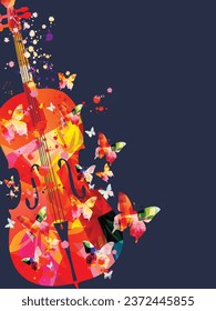 Colorful violoncello with music notes	