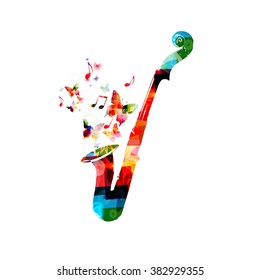 Colorful violoncello and saxophone design