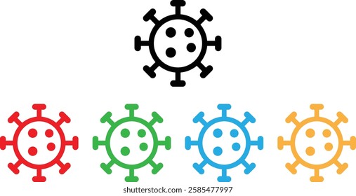 Colorful virus icon set in different colors . Circle virus icon . Vector illustration