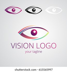 Colorful Vision Vector Icon Isolated. Eye Ophthalmologist eyesight Logo or Look observation Element for Web and Design template. Creative view idea logotype