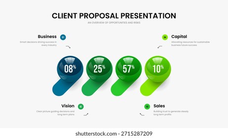 Ilustración vectorial colorida del diseño de la presentación de la visualización. Consulting Insight 4 Diagrama de elementos Diseño de diapositivas. Financial Briefing Plantilla de marco de gráfico de cuatro pasos.