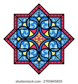 A colorful vitrail ornamental element in vector