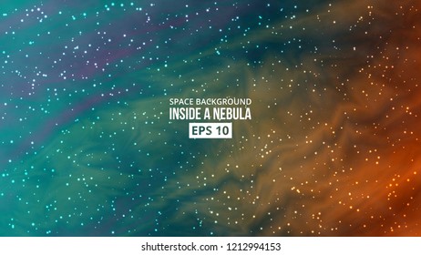 Colorful vivid background. Nebula with stars. Outer space. Vector, eps 10.