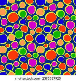 Colorful Vivid Brush Circle Seamless Pattern