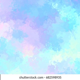 Colorful vivid hand drawn stylized splatter vector card for wallpaper, poster, print. Abstract blue pink violet color brush paint liquid texture background for text design, template, fabric, cover