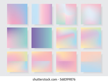 Colorful vivid holographic background gradients collection 