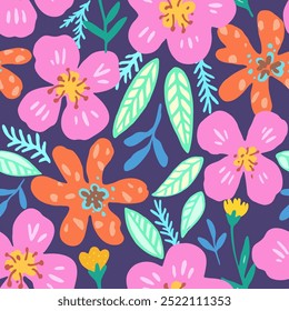 Colorful vivid psychedelic tropical seamless pattern. Illustration for design