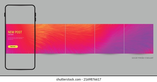colorful vivid rainbow Instagram social media carousel background template  for creative  innovation  technology  music business  abstract dynamic fluid flow vector banner