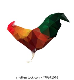 colorful and vivid rooster polygon, Vector illustration for graphic design