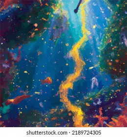 A colorful and vivid surreal ocean seascape