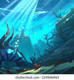 A colorful and vivid surreal ocean seascape