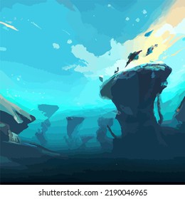 A colorful and vivid surreal ocean seascape