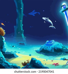 A colorful and vivid surreal ocean seascape
