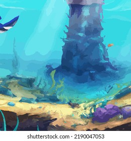 A colorful and vivid surreal ocean seascape