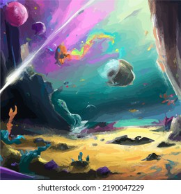 A colorful and vivid surreal ocean seascape