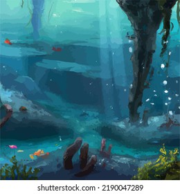 A colorful and vivid surreal ocean seascape