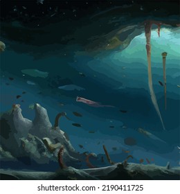 A colorful and vivid surreal ocean seascape