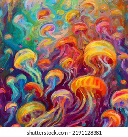 A colorful and vivid surreal ocean seascape