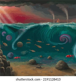A colorful and vivid surreal ocean seascape