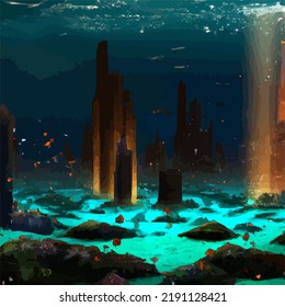 A colorful and vivid surreal ocean seascape