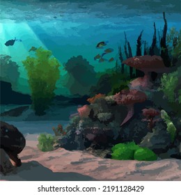 A colorful and vivid surreal ocean seascape