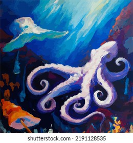 A colorful and vivid surreal ocean seascape