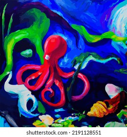 A colorful and vivid surreal ocean seascape