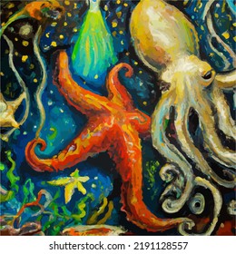 A colorful and vivid surreal ocean seascape