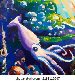 A colorful and vivid surreal ocean seascape