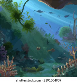 A colorful and vivid surreal ocean seascape