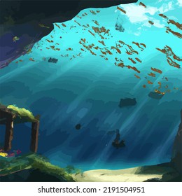 A colorful and vivid surreal ocean seascape