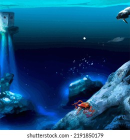 A colorful and vivid surreal ocean seascape