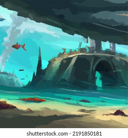 A colorful and vivid surreal ocean seascape