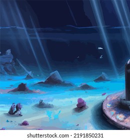 A colorful and vivid surreal ocean seascape