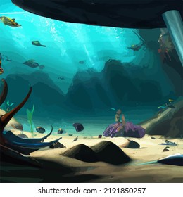 A colorful and vivid surreal ocean seascape