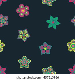 Colorful vivid vector seamless abstract pattern. Adult Coloring Books.