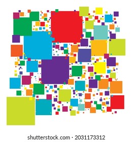 Colorful, Vivid, Vibrant Random Squares, Checkered Pattern. Random Squares Mosaic