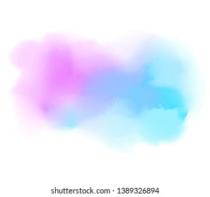 Colorful vivid watercolor vector scribble stain. Aquarelle bright hand drawn splash element on white background for design, frame, border, card, wallpaper