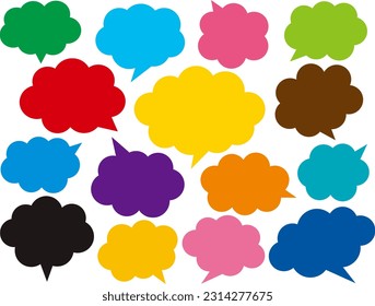 Colorful vivid-colored balloon set in fluffy cloud shape