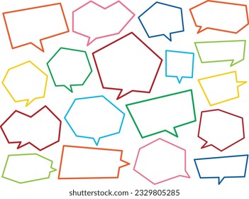 Colorful vivid-colored line enclosures and angular callouts on a white background