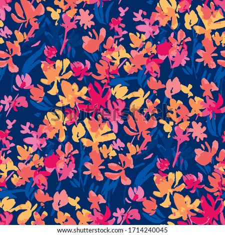 Colorful vivvid abstract summer flower watercolor seamless pattern for background, fabric, textile, wrap, surface, web and print design.