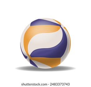 Colorful Volleyball Featuring Abstract Patterns With Purple, Gold, And White Colors Isolated On White Background