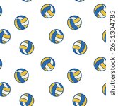 Colorful volleyball pattern on a white background
