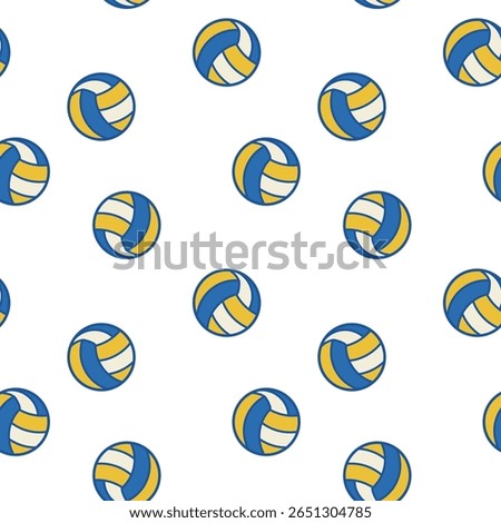 Colorful volleyball pattern on a white background